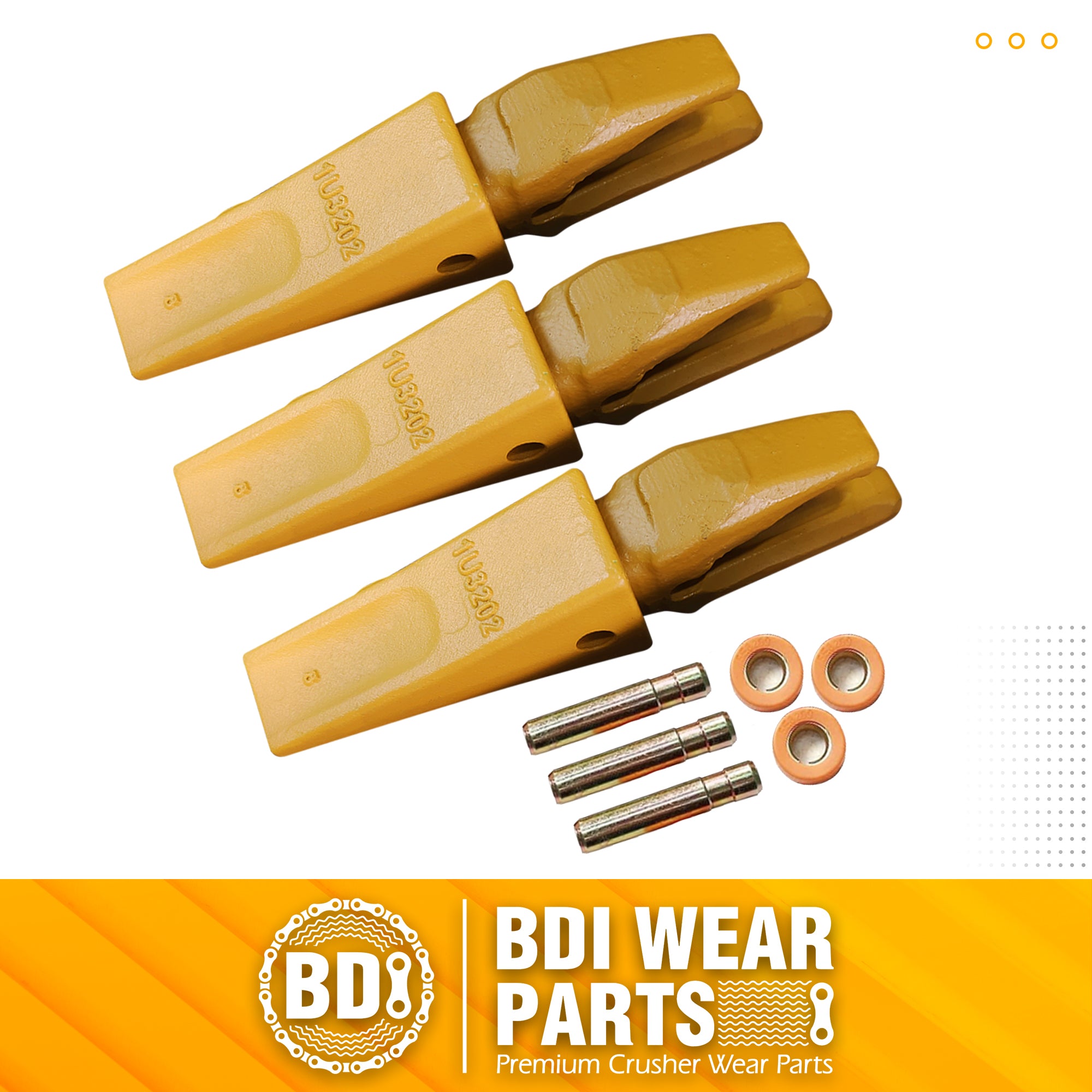 BDI Wear Parts Assembly Adapter 119-3204 Bolt On Shank /1U3202 Excavator Bucket Teeth/Pins 8E6208 Retainers 8E6209, Caterpillar Bucket Tooth J200 Series - 3Pk