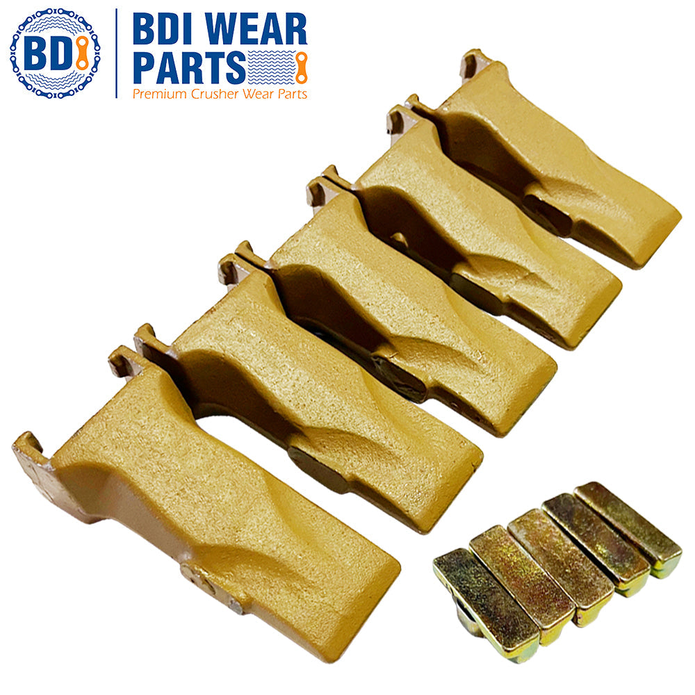 BDI Wear Parts 5 Pack V17SYL Esco Super V Style Dirt Bucket Teeth with V17PN Set Series Digging Tooth for Excavator Backhoe Loader