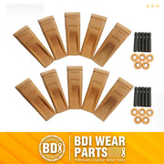 6Y3222 Caterpillar Bucket Teeth with Pins and Retainer Clips, CAT Style 6Y-3222 Long Tip J225 Replacement Dirt Tooth for Excavator - 10PK