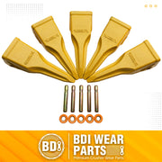 BDI Wear Parts 5PACK 1U3352TL, Single-Pointed Rock Tooth of Excavator Bucket with pin Suitable for Cat J350 Series