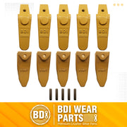 BDI Wear Parts Assembly 230X156 Backhoe Shank / X156T Bucket Teeth / P156 Flex Pin Bobcat Skid Steer Caterpillar Style for Mini Excavator - 5 Set
