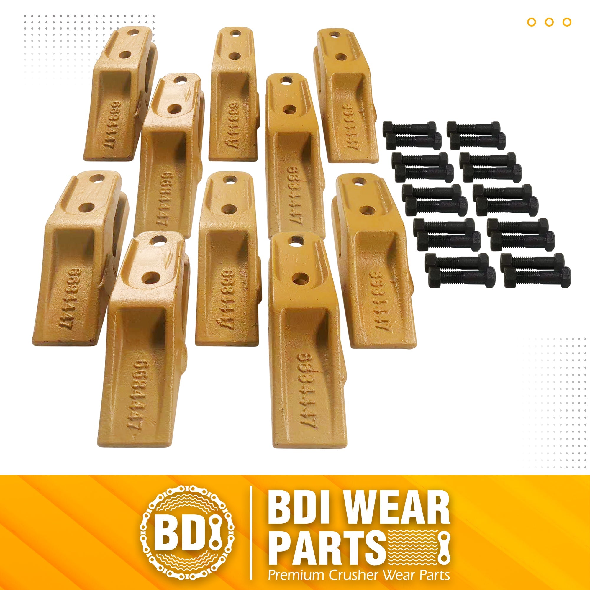 BDI Wear Parts 6684447 Trenching Bucket Teeth, Bobcat Style Skid Steer Backhoe Bolt On Tooth Unitooth - 10 PK