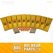 BDI Wear Parts 1U3202 Excavator Bucket Teeth, Caterpillar Bucket Tooth Takes Pins 8E6208 and Retainers 8E6209 for J200 Series - 10 Set