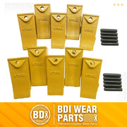 BDI Wear Parts X156S Backhoe Bucket Teeth with Pins for Skid Steer and Mini Excavator Buckets -10 Pack