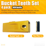 4 Pack 6737325 Bobcat Style Dirt Digging Bucket Teeth/Tooth with 6737326 FlexPins