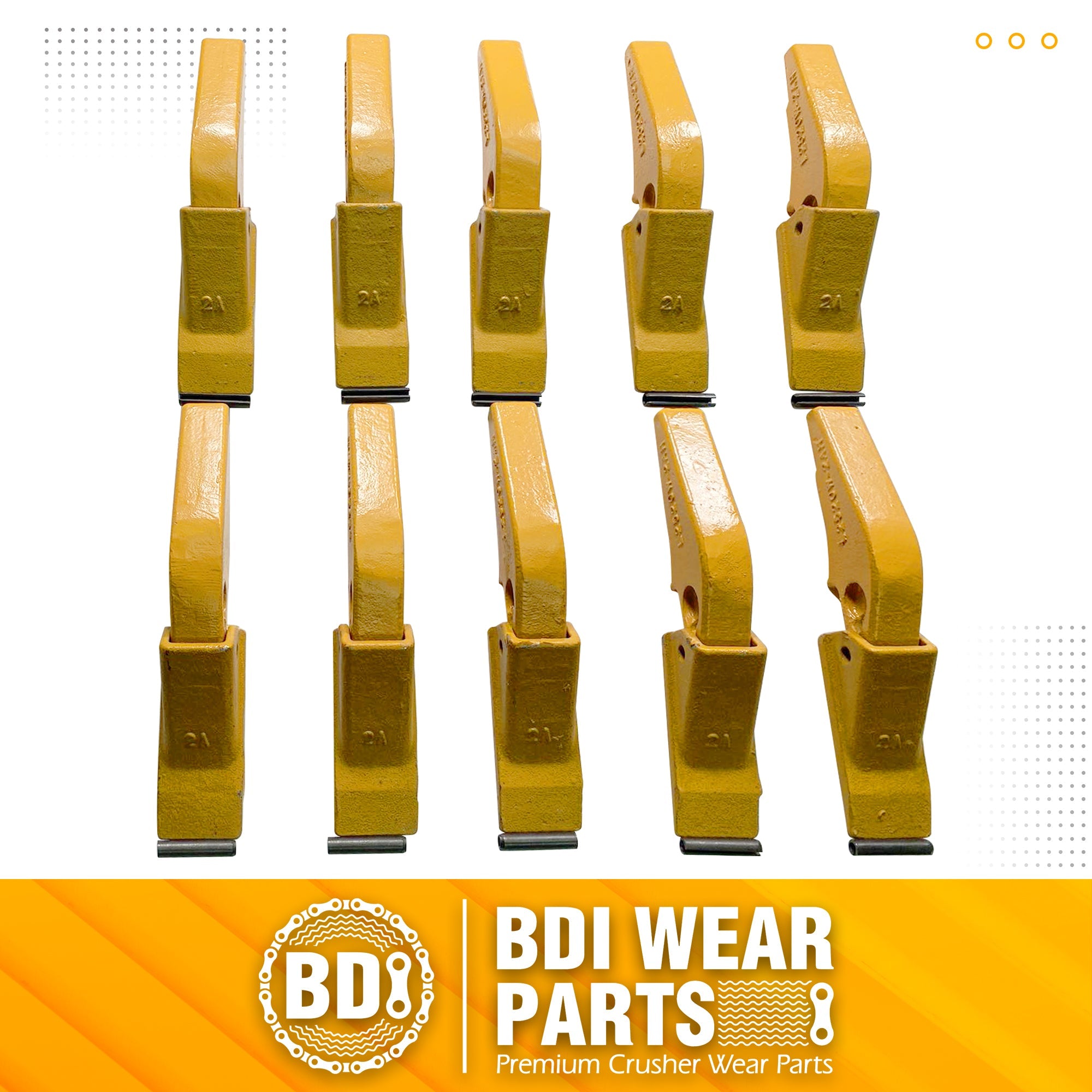 BDI Wear Parts Weld-on Flush Mount 2A Bucket Shanks 2AH Original Fab Bucket Teeth with Pins Backhole Excavator Bucket Digging Teeth Adapter - 10 Set