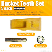 5 - CAT Style Backhoe/Loader Bucket Dirt Teeth w pins & retainers - 1U3252