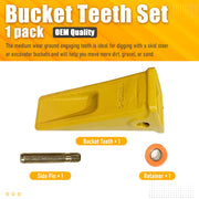 BDI Wear Parts 1 Pack Forged Caterpillar J350 Style Bucket Dirt Teeth w/Pins 8E6358 & 8E6359 Retainers - 1U3352 (1)