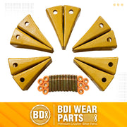 BDI Wear Parts 1U3202 Excavator Bucket Teeth, Caterpillar Bucket Tooth Takes Pins 8E6208 and Retainers 8E6209 for J200 Series - 10 Set