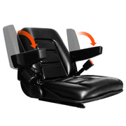 BDI Wear Parts Tractor Seat, Universal Fold Down Forklift Tractor Seat with Adjustable Backrest Angle, Armrests and Safety Belt for Tractor,Mower,Skid Loader,Telehandler,Backhoe,Excavator