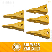 BDI Wear Parts Cat Bucket Teeth Combination of 1U3252RC Caterpillars J250 Hensley Style Buckets Teeth with Pins - 5 Pack
