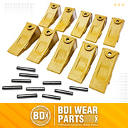 BDI Wear Parts 10 Pack X156L Dirt Teeth Hensley Style Bucket Teeth with 10 Pack P156 Pins for Skid Steer and Mini Excavators