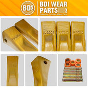 BDI Wear Parts 1U3202 Excavator Bucket Teeth, Caterpillar Bucket Tooth with Pins 8E6208 and Retainers 8E6209 for J200 Series - 9 Set