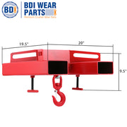 BDI Wear Parts Forklift Lifting Hook 6600lbs Capacity Forklift Lifting Hoist Red Forklift Mobile Crane with Swivel Hook and Two Large T-Screws