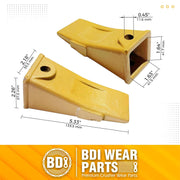 BDI Wear Parts Company Yellow X156L Long Bucket Teeth + P156 Long Pins for Hensley Style for Skid Steer and Mini Excavators - 3 Pack