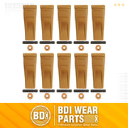 6Y3222 Caterpillar Bucket Teeth with Pins and Retainer Clips, CAT Style 6Y-3222 Long Tip J225 Replacement Dirt Tooth for Excavator - 10PK
