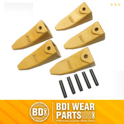 BDI Wear Parts X156T Tiger Hensley Style Bucket Teeth 5 Pack 156 Series Adapters Short Teeth