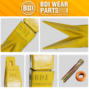 BDI Wear Parts Assembly Adapter 119-3204 Bolt On Shank / 1U3202WTL Excavator Bucket Teeth/Pin 8E6208 Retainer 8E6209, Caterpillar Bucket Tooth J200 Series - 10 Set
