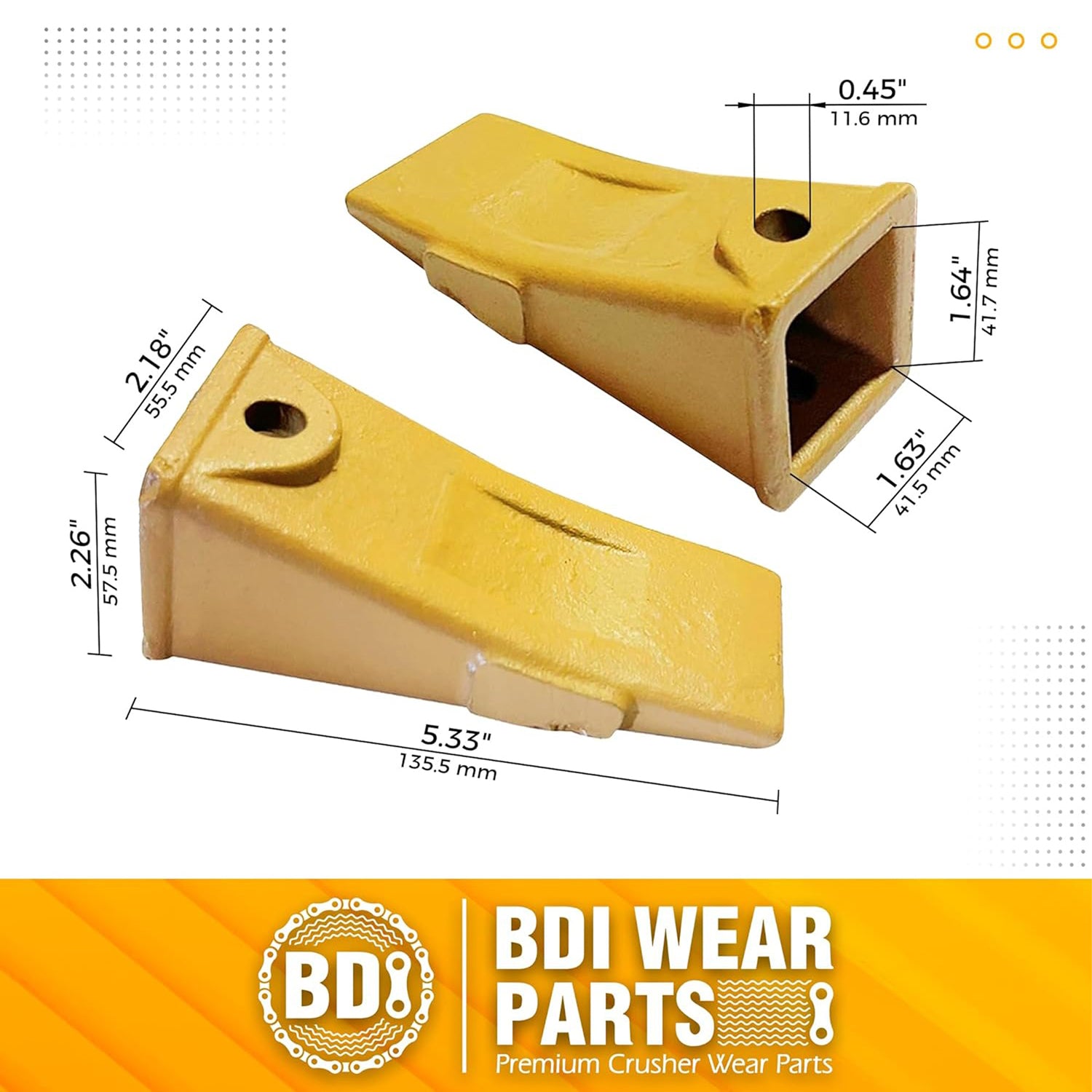 BDI Wear Parts X156L Long Bucket Teeth + P156 Roll Pins for Hensley Style for Skid Steer and Mini Excavators