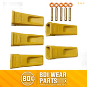BDI Wear Parts 5 Pack Forged Caterpillar J350 Style Bucket Dirt Teeth w/Pins 8E6358 & 8E6359 Retainers - 1U3352 (5)