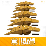 BDI Wear Parts Assembly 230X156 Backhoe Shank / X156WTL Bucket Teeth / P156 Flex Pin Bobcat Skid Steer Caterpillar Style for Mini Excavator - 5 Set