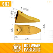 BDI Wear Parts X156T Tiger Hensley Style Bucket Teeth with P156 Roll Pins - 7 Pack