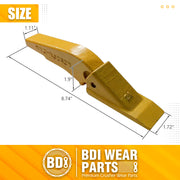 BDI Wear Parts Weld-on Flush Mount 2A Bucket Shanks 2AH Original Fab Bucket Teeth with Pins Backhole Excavator Bucket Digging Teeth Adapter - 7 Set