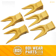 BDI Wear Parts 1U3202WTL Hensley Style Bucket Teeth for Excavator Buckets Caterpillars Tractor Backhoe Bucket Teeth for Skid Steer (5 Pack)
