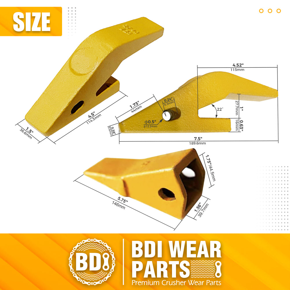 BDI Wear Parts Assembly 2740W23 Bucket Teeth Shank + 23 230HX Series Backhoe Bucket Teeth and Flex Pin Compatible with Deere, Case, JBC, and More - 10 Set