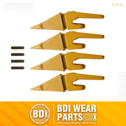 BDI Wear Parts Assembly 230X156 Backhoe Shank / X156S Bucket Teeth / P156 Flex Pins Bobcat Skid Steer Caterpillar Style for Mini Excavator - 4 Set