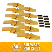 BDI Wear Parts Assembly U43792 Bucket Tooth Adapter +23 230 Bucket Teeth with TF23P Flex Pins Weld on Bucket Teeth for 23 & 230 Series Skid Steer loaders and excavators- 10 PK