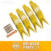 BDI Wear Parts Assembly Adapter 119-3204 Bolt On Shank / 1U3202WTL Excavator Bucket Teeth/Pin 8E6208 Retainer 8E6209, Caterpillar Bucket Tooth J200 Series - 4 Set