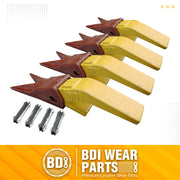 BDI Wear Parts Assembly U43792 Bucket Tooth Adapter +23 23WTL Bucket Teeth with TF23P Flex Pins/Weld on Bucket Teeth Compatible with Hensley Excavator - 4 Set