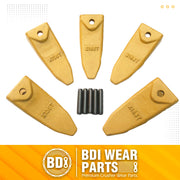 BDI Wear Parts X156T Tiger Hensley Style Bucket Teeth 5 Pack 156 Series Adapters Short Teeth