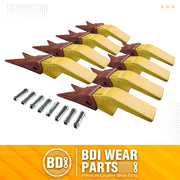 BDI Wear Parts Assembly U43792 Bucket Tooth Adapter +23 23WTL Bucket Teeth with TF23P Flex Pins/Weld on Bucket Teeth Compatible with Hensley Excavator - 8 Set