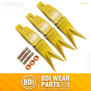 BDI Wear Parts Assembly Adapter 119-3204 Bolt On Shank / 1U3202WTL Excavator Bucket Teeth/Pin 8E6208 Retainer 8E6209, Caterpillar Bucket Tooth J200 Series - 3 Set