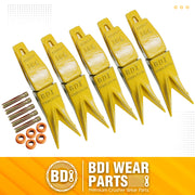 BDI Wear Parts Assembly Adapter 119-3204 Bolt On Shank / 1U3202WTL Excavator Bucket Teeth/Pin 8E6208 Retainer 8E6209, Caterpillar Bucket Tooth J200 Series - 5 Set