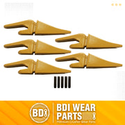 BDI Wear Parts Assembly 230X156 Backhoe Shank / X156L Bucket Teeth / P156 Flex Pin Bobcat Skid Steer Caterpillar Style for Mini Excavator - 5 Set