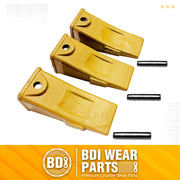 BDI Wear Parts Company Yellow X156L Long Bucket Teeth + P156 Long Pins for Hensley Style for Skid Steer and Mini Excavators - 3 Pack