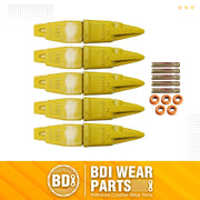 BDI Wear Parts Assembly Adapter 119-3204 Bolt On Shank / 1U3202TL Excavator Bucket Teeth/Pin 8E6208 Retainer 8E6209, Caterpillar Bucket Tooth J200 Series - 5 Set