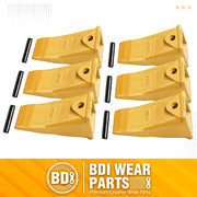 X156 Dirt Teeth Hensley Style Bucket Teeth/Tooth with P156 Roll Pins - 6 Pack