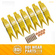 BDI Wear Parts Assembly Adapter 119-3204 Bolt On Shank / 1U3202WTL Excavator Bucket Teeth/Pin 8E6208 Retainer 8E6209, Caterpillar Bucket Tooth J200 Series - 7 Set