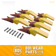 BDI Wear Parts Assembly U43792 Bucket Tooth Adapter +23 23WTL Bucket Teeth with TF23P Flex Pins/Weld on Bucket Teeth Compatible with Hensley Excavator - 7 Set