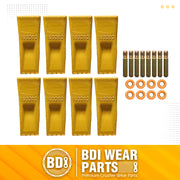 BDI Wear Parts 1U3202 Excavator Bucket Teeth, Caterpillar Bucket Tooth with Pins 8E6208 and Retainers 8E6209 for J200 Series - 8 Set