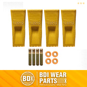 BDI Wear Parts 1U3202 Excavator Bucket Teeth, Caterpillar Bucket Tooth Takes Pins 8E6208 and Retainers 8E6209 for J200 Series - 4 Set