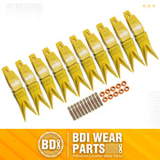 BDI Wear Parts Assembly Adapter 119-3204 Bolt On Shank / 1U3202WTL Excavator Bucket Teeth/Pin 8E6208 Retainer 8E6209, Caterpillar Bucket Tooth J200 Series - 10 Set
