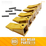 BDI Wear Parts Company Yellow X156L Long Bucket Teeth + P156 Long Pins (5 Pack) for Hensley Style for Skid Steer and Mini Excavators