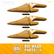 BDI Wear Parts Assembly 230X156 Backhoe Shank / X156T Bucket Teeth / P156 Flex Pin Bobcat Skid Steer Caterpillar Style for Mini Excavator - 3 Set