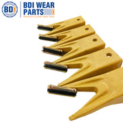 BDI Wear Parts X156WTL Twin Tiger Hensley Style Bucket Teeth 5 Pack with Flex Pins Weld On Adapter