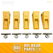 5 - CAT Style Backhoe/Loader Bucket Dirt Teeth w pins & retainers - 1U3252